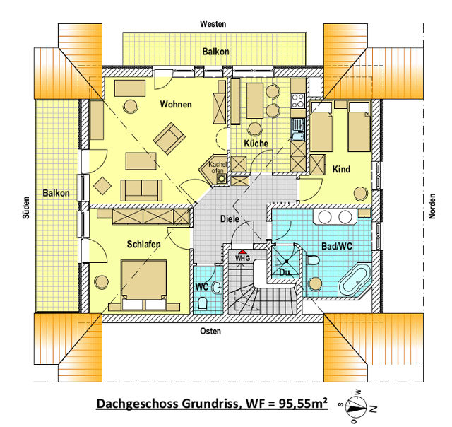 Die Raumaufteilung unserer Ferienwohnung in Oberstaufen
